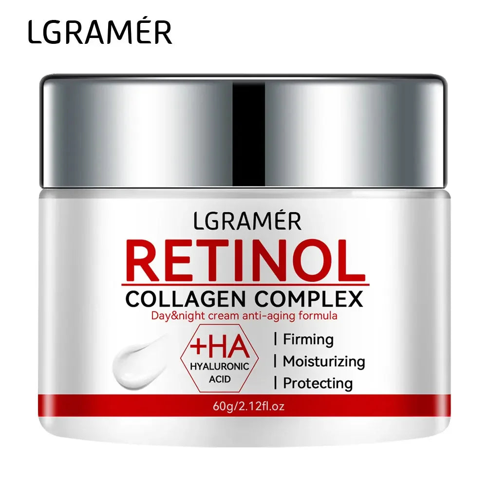 Retinol Collagen Complex cream jar with silver lid on a white background